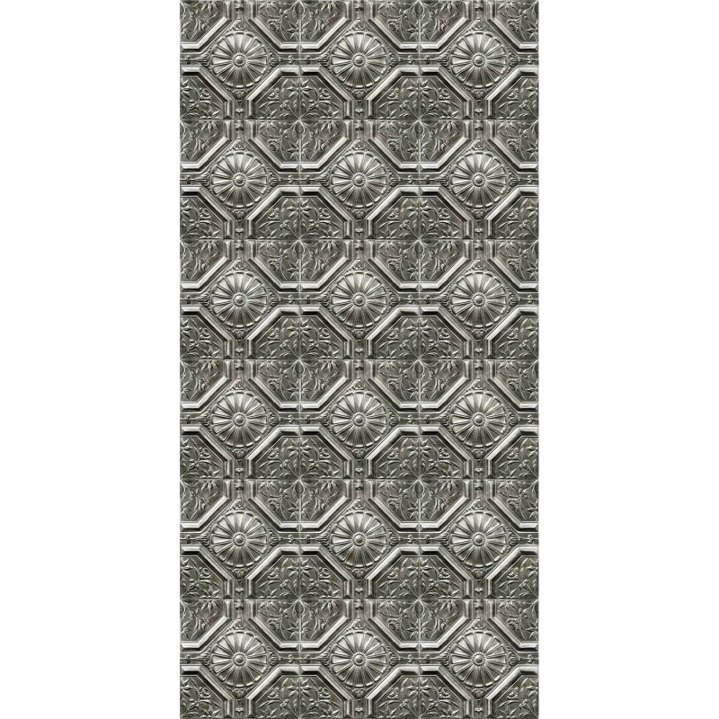 PPV020D33X6 | Antique silver tin tiles wallpaper