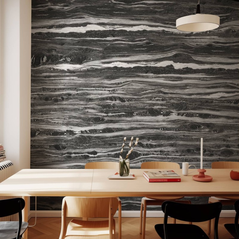 CUST-LPM015 | Anthracite Cipolin marble panoramic wall mural