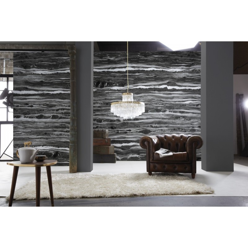 CUST-LPM015 | Anthracite Cipolin marble panoramic wall mural