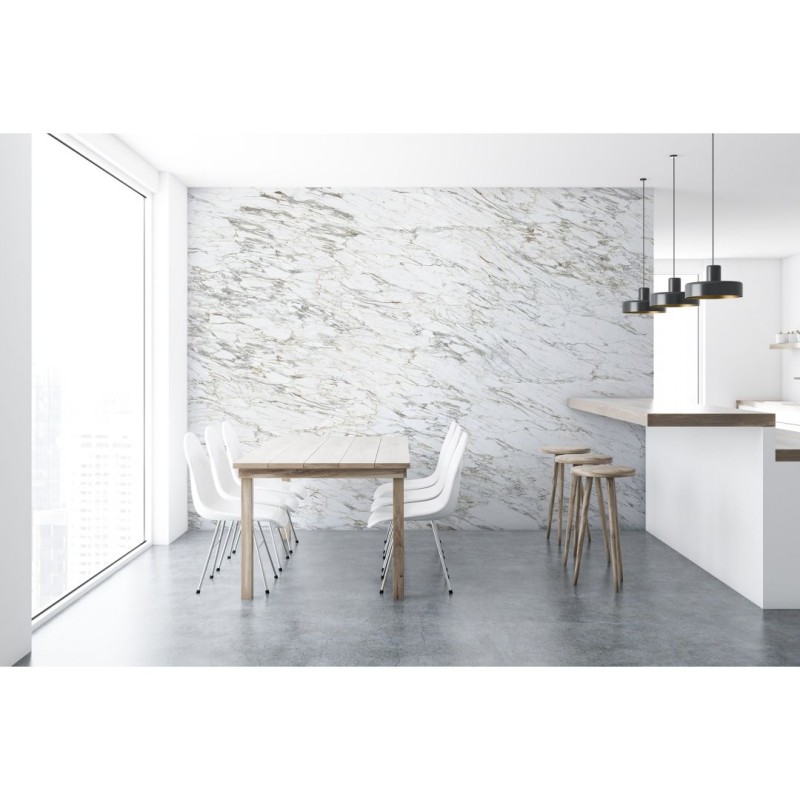 CUST-LPM016 | Beige Grey Arabescato marble panoramic mural