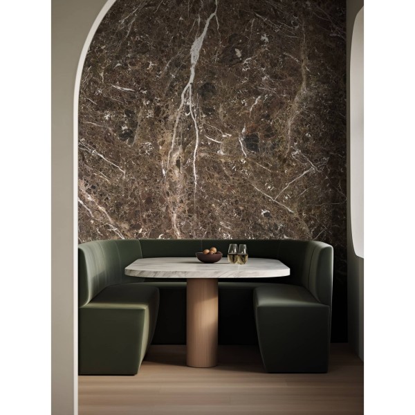 CUST-LPM018 | Brown Emperador marble panoramic wall mural