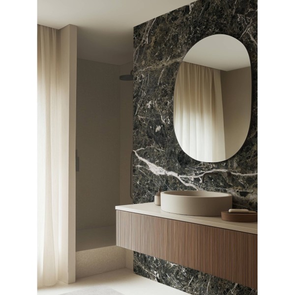 CUST-LPM019 | Anthracite Emperador marble panoramic wall mural