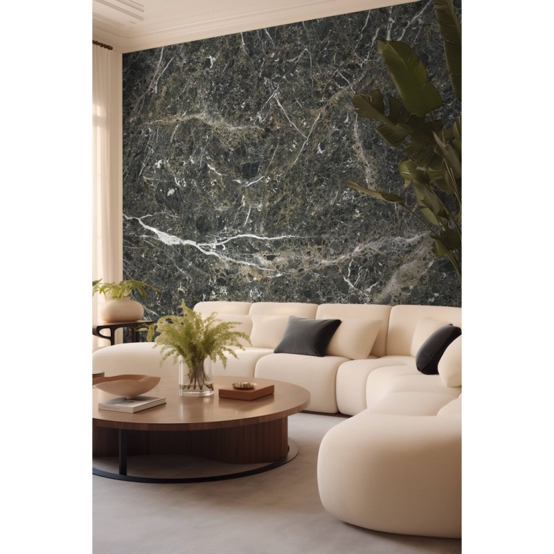 CUST-LPM019 | Anthracite Emperador marble panoramic wall mural