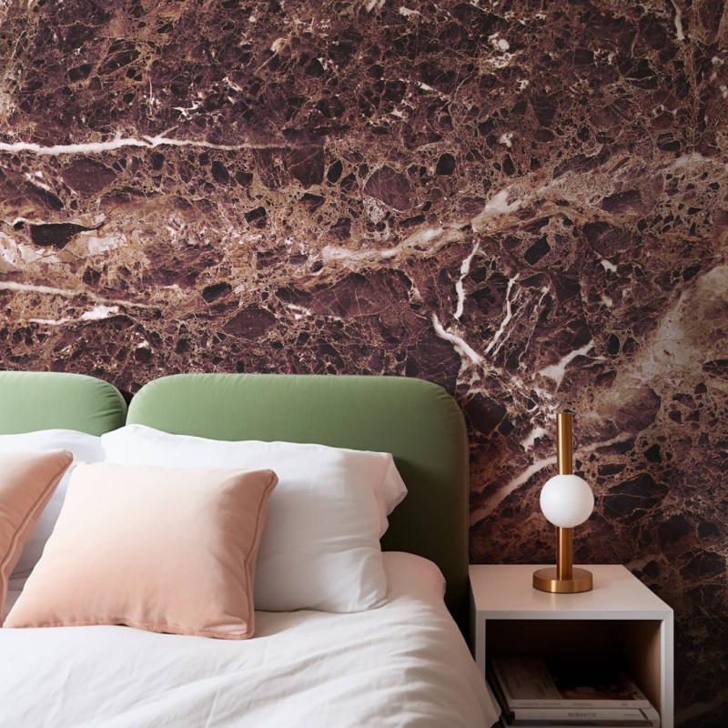 CUST-LPM022 | Deep Purple Emperador marble panoramic wall mural