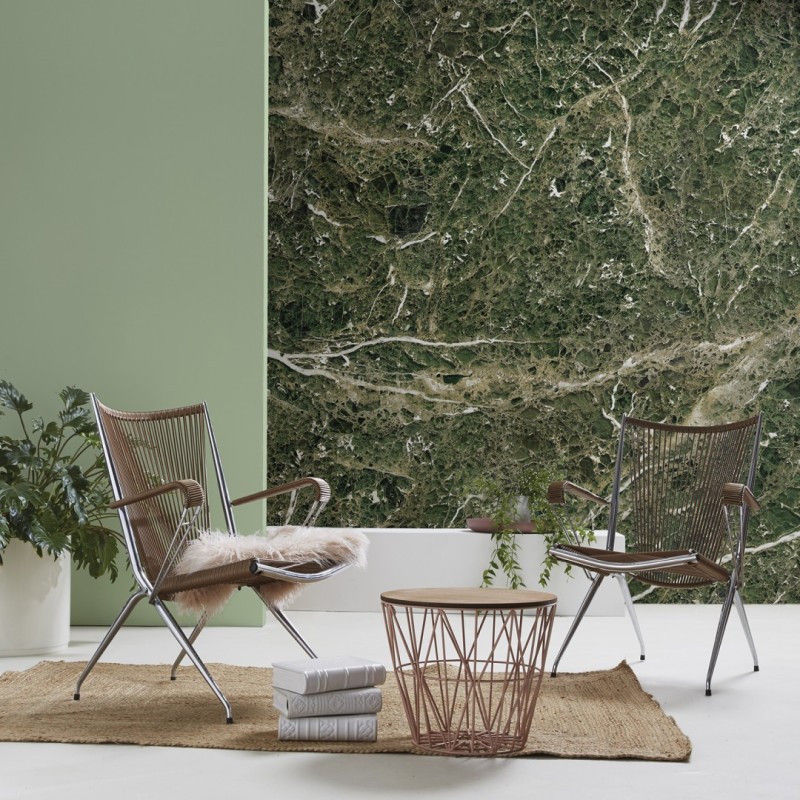 CUST-LPM023 | Green Emperador marble panoramic wall mural