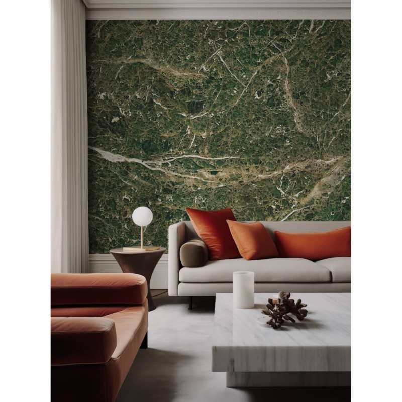 CUST-LPM023 | Green Emperador marble panoramic wall mural