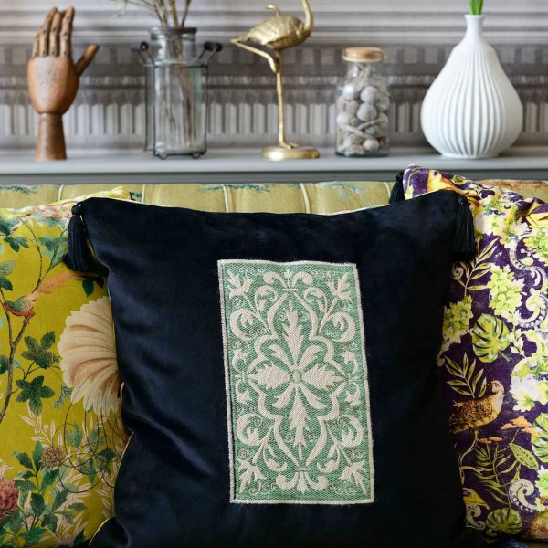 MINDTHEGAP | SPANISH EMBROIDERY Velvet Embroidered Cushion | LC40045