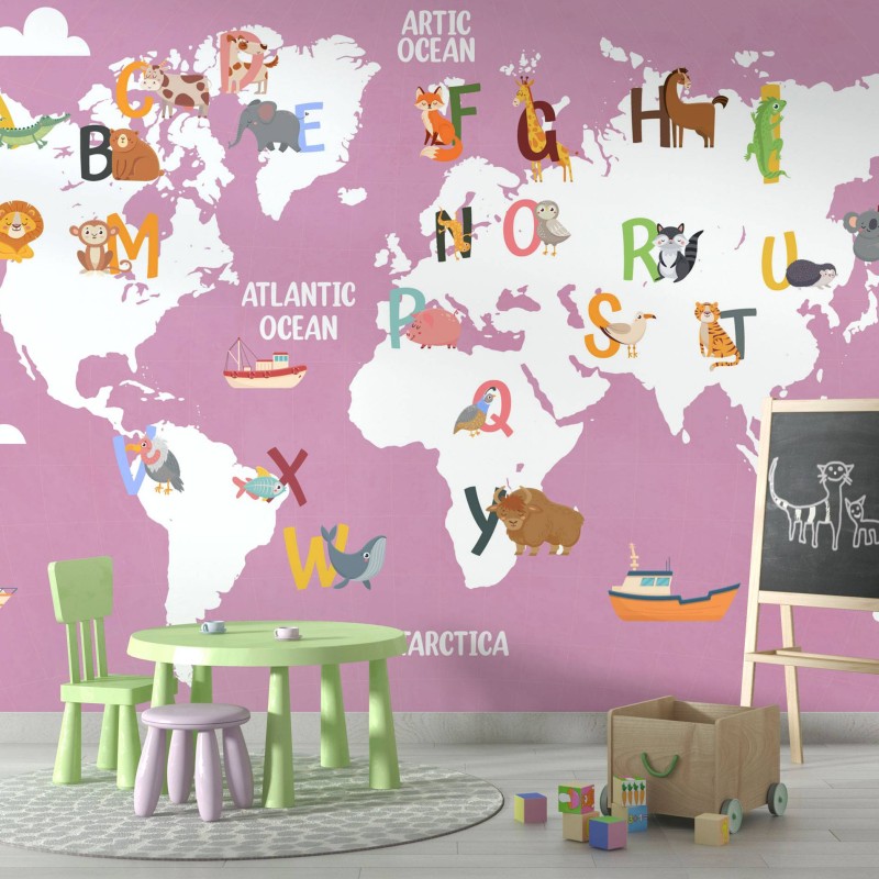 TM | Pink Cotton Maps | MUR7027B