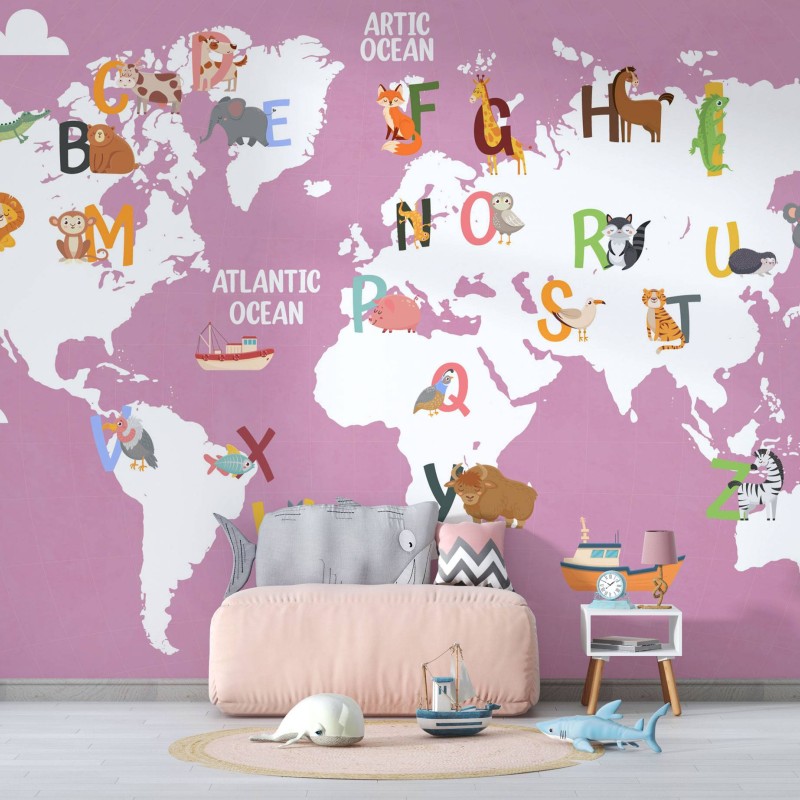 TM | Pink Cotton Maps | MUR7027B