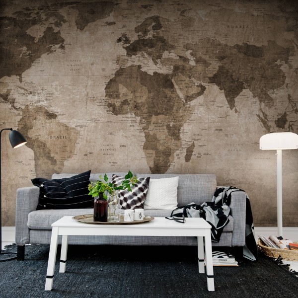 World Map, Brown