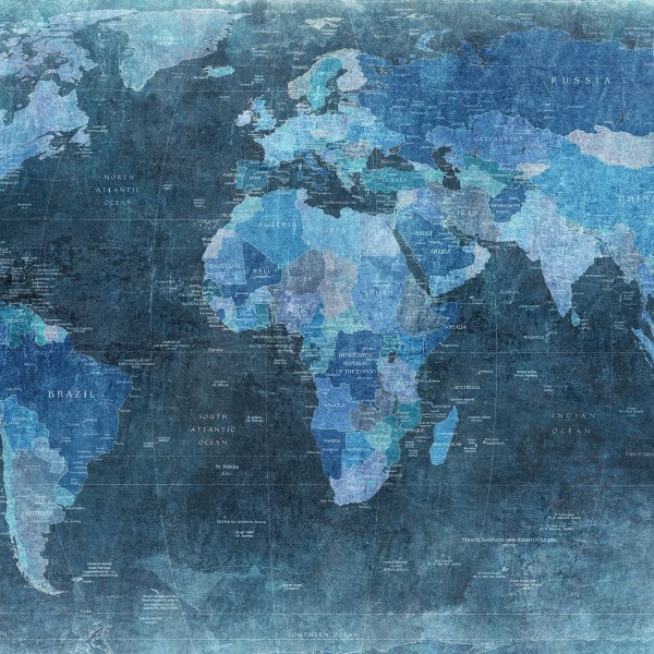  World Map, Blue