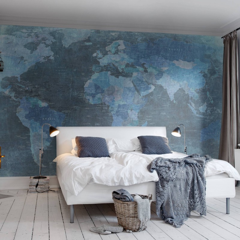  World Map, Blue