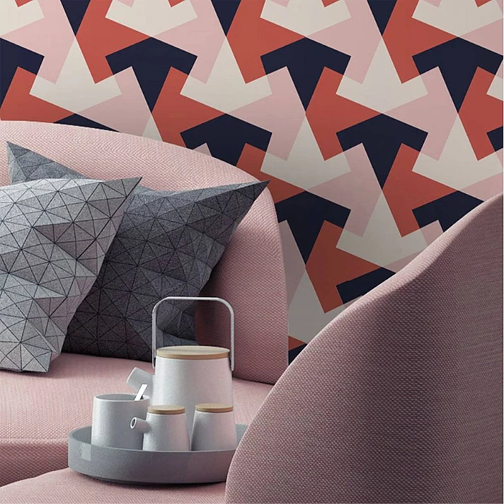 pink color geometric wallpaper