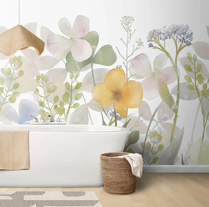 flower wall mural with fresh atmosphere