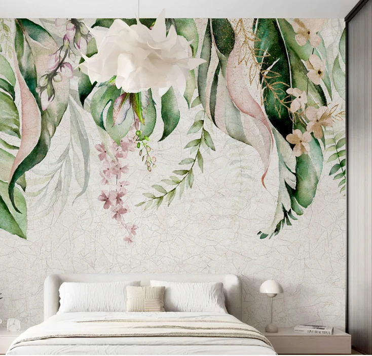 pink green wall mural