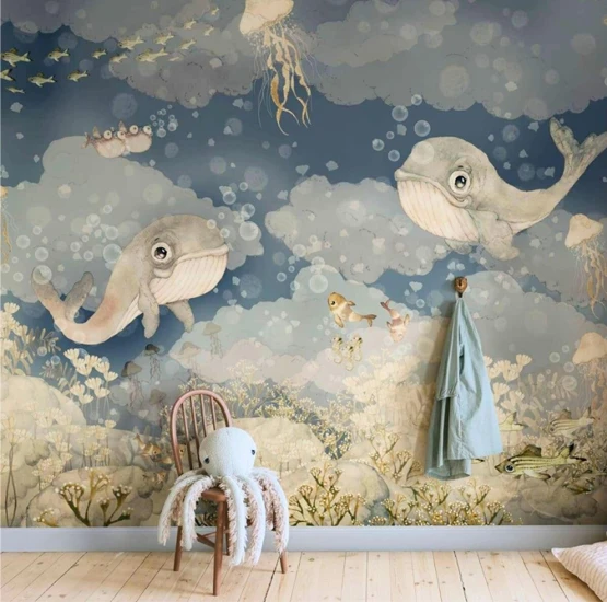 sea wall mural for kids