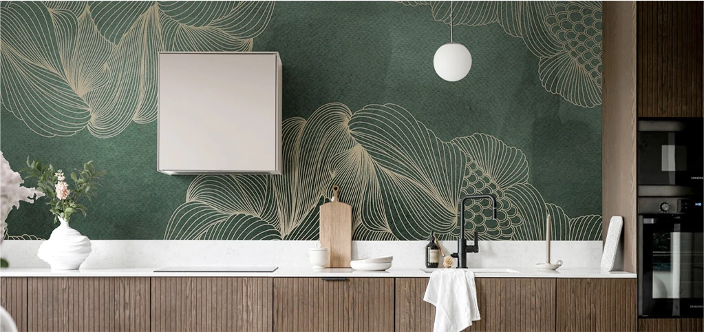 beautiful green wall mural