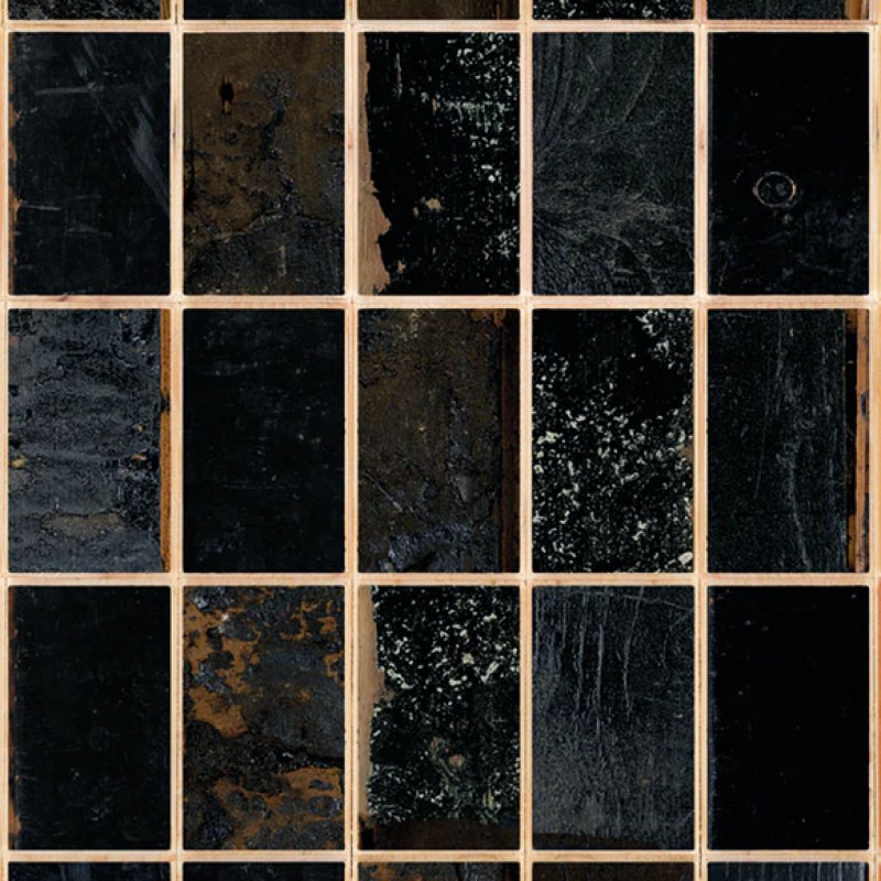 NLXL | PHE - 25 Waste Tiles Black Wallpaper by Piet Hein Eek