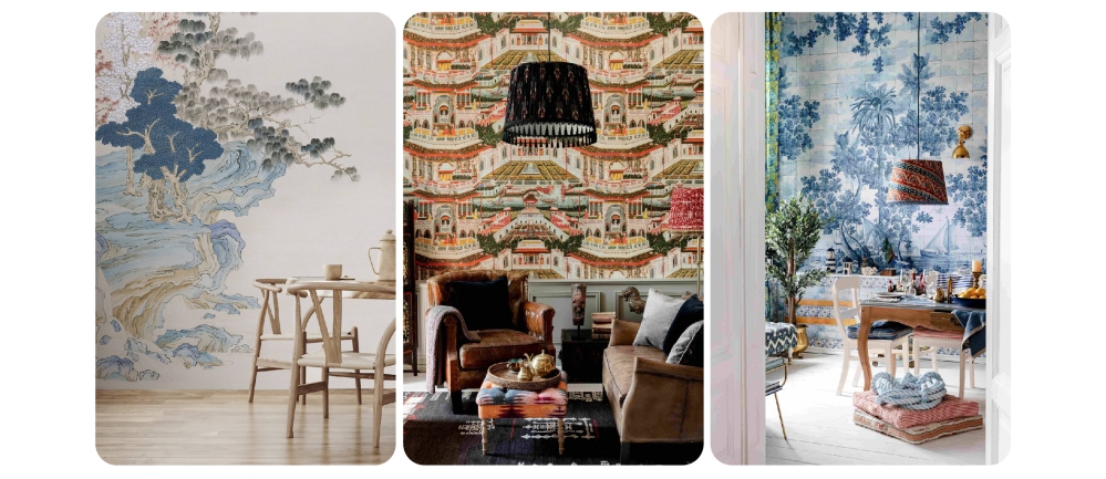 Wallcoverings that features eccentric and oriental cultural styles are getting popular