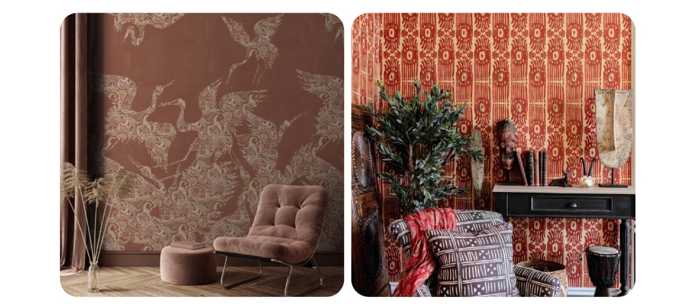 Wallcoverings that features eccentric and oriental cultural styles are getting popular