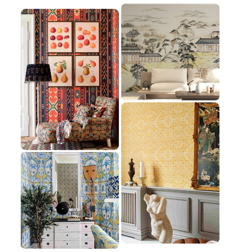 Wallcoverings that features eccentric and oriental cultural styles are getting popular