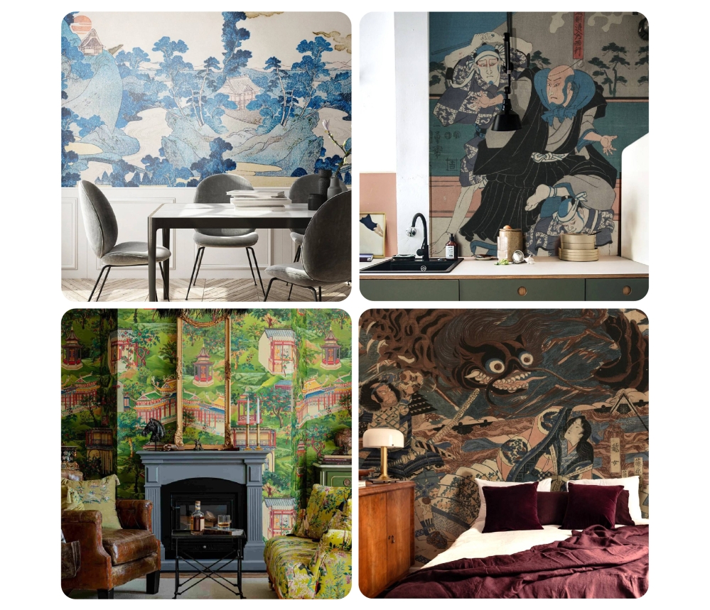 Wallcoverings that features eccentric and oriental cultural styles are getting popular