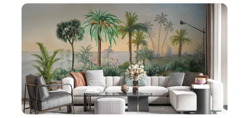 wallpaper with resort design by HONPO wallcovering Singapore