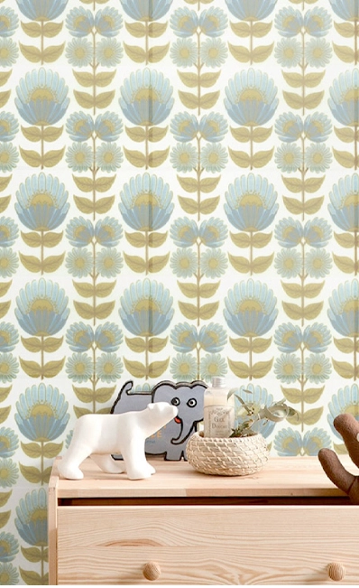 Interior design vintage wallpaper